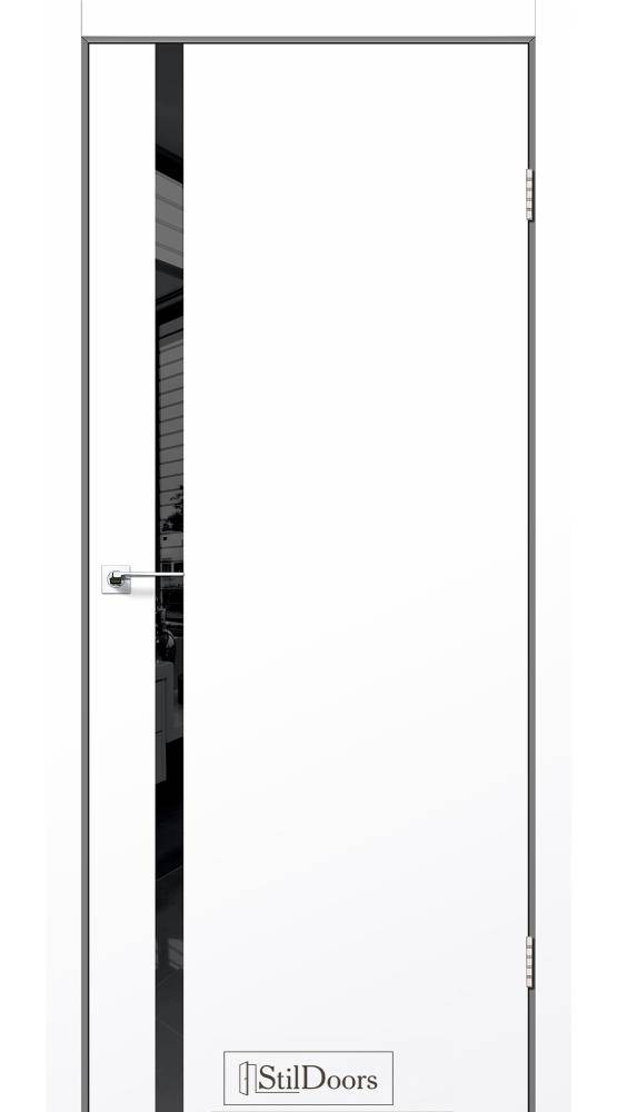 Міжкімнатні двері StilDoors Лофт гласс білий матовий скло ЧОРНЕ